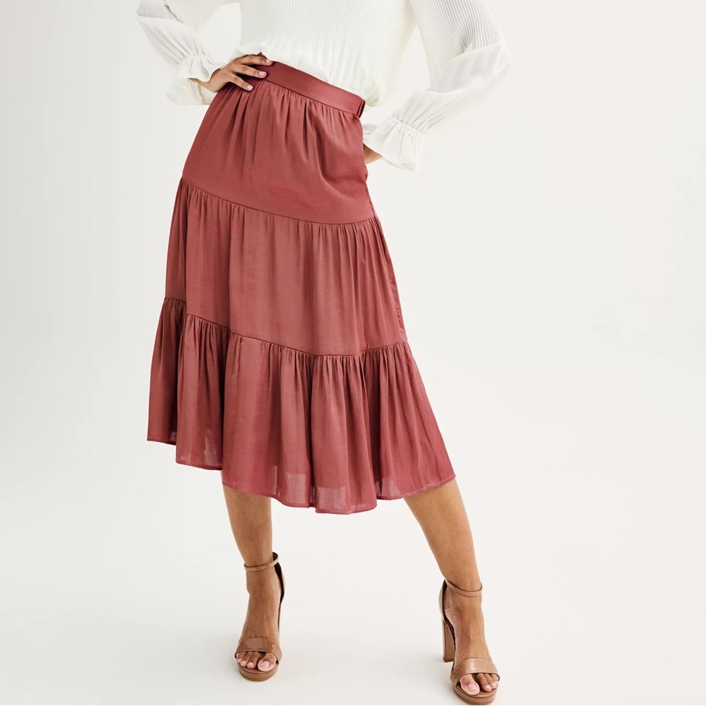 NWT Nine West Tiered Midi Skirt